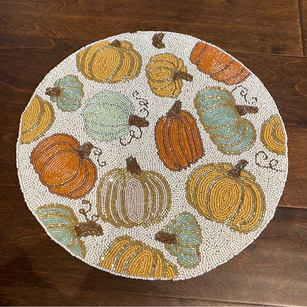 Sigrid Olsen Fall Leaves  Beaded Round 15” Charger Placemat New Missing Beads